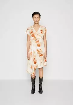 Летнее платье ПЛАТЬЕ АКВАРЕЛЬНОЕ ДРАПИРОВАННОЕ Calvin Klein, загар