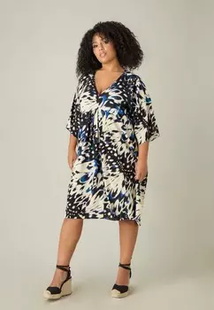 Летнее платье PRINT V NECK Live Unlimited London, синий