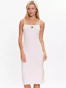 Летнее платье приталенного кроя Tommy Jeans, розовый