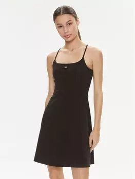 Летнее платье приталенного кроя Tommy Jeans, черный