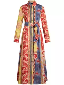 Летнее платье-рубашка из хлопковой смеси ETRO, красный