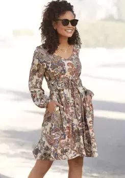 Летнее платье с длинным рукавом и карманами с принтом пейсли Vivance, повседневное платье, цвет Bunt Bedruckt