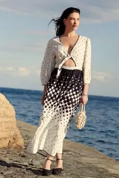 Летнее платье с длинными рукавами и завязками Next, белый