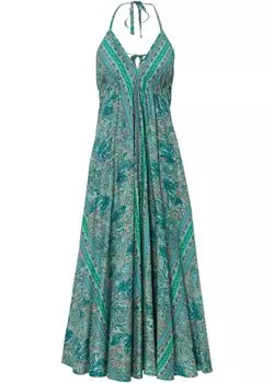 Летнее платье с глубоким вырезом на спине Rainbow, зеленый