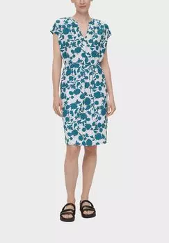 Летнее платье, с поясом, с разрезом на шее, для женщин s.Oliver BLACK LABEL, цвет Blue Green