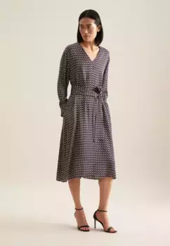 Летнее платье seidensticker "Black Rose", длинный рукав, V-образный принт, принт, синий