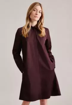 Летнее платье seidensticker "Black Rose", однотонное, воротник с длинными рукавами, коричневый