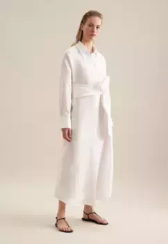 Летнее платье seidensticker "Black Rose", однотонное, воротник с длинными рукавами, белый