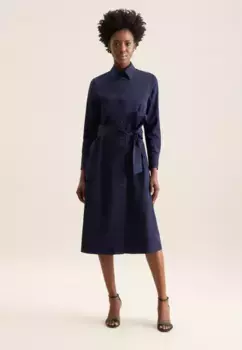 Летнее платье seidensticker "Black Rose", однотонное, воротник с длинными рукавами, синий