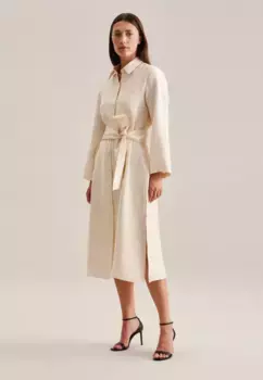 Летнее платье seidensticker "Black Rose", однотонное, воротник с длинными рукавами, цвет Ecru