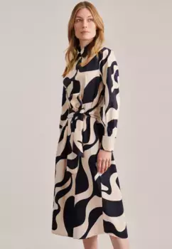 Летнее платье seidensticker "Black Rose", принт на воротнике, цвет Ecru