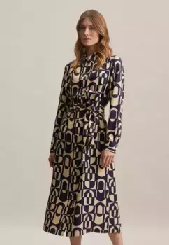 Летнее платье seidensticker "Black Rose", принт на воротнике, синий