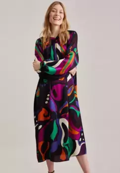 Летнее платье seidensticker "Black Rose", с принтом вокруг шеи, черный