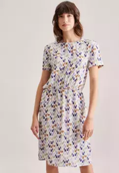 Летнее платье seidensticker "Black Rose", с коротким рукавом и принтом вокруг шеи, бежевый