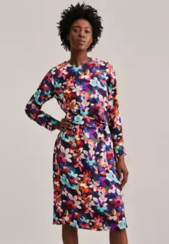 Летнее платье seidensticker "Black Rose", с длинными рукавами и принтом вокруг шеи, синий