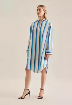 Летнее платье seidensticker "Black Rose", воротник с длинными рукавами и полосками, бирюзовый