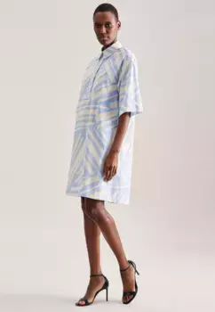 Летнее платье seidensticker "Black Rose", воротник с короткими рукавами и принтом, голубой