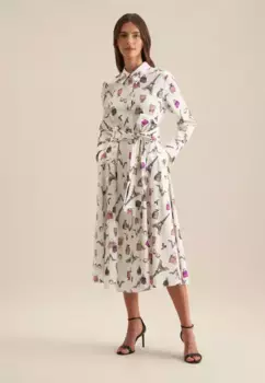 Летнее платье seidensticker "Black Rose", воротник с длинными рукавами и принтом, розовый