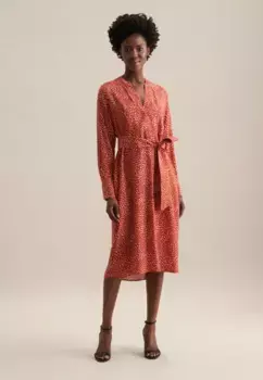 Летнее платье seidensticker "Black Rose", воротник с длинными рукавами и принтом, красный