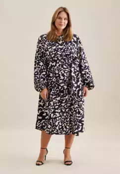 Летнее платье seidensticker "Black Rose", воротник с длинными рукавами и изображением животного, синий