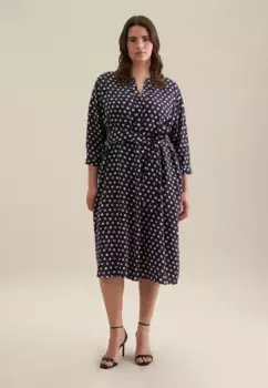 Летнее платье seidensticker "Black Rose", воротник с рукавом 3/4 в горошек, синий