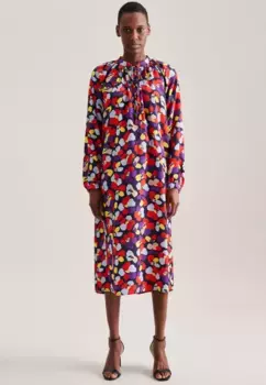 Летнее платье seidensticker "Black Rose", воротник с длинными рукавами и принтом, синий