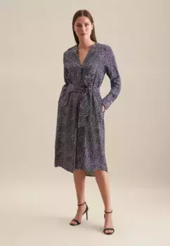 Летнее платье seidensticker "Black Rose", воротник с длинными рукавами и принтом, синий