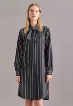 Летнее платье seidensticker "Black Rose", воротник с длинными рукавами и полосками, черный