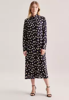 Летнее платье seidensticker "Black Rose", воротник с длинными рукавами и принтом, синий