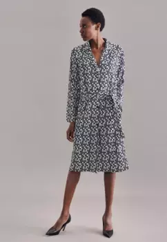 Летнее платье seidensticker "Black Rose", воротник с длинными рукавами и принтом, черный