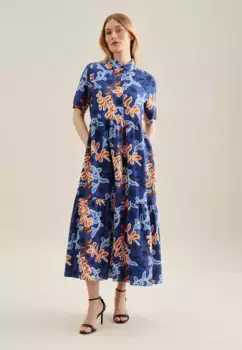 Летнее платье seidensticker "Black Rose", воротник с короткими рукавами и принтом, синий