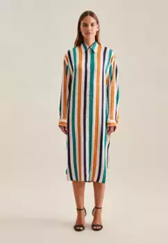 Летнее платье seidensticker "Black Rose", воротник с длинными рукавами и полосками, цвет Ecru