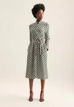 Летнее платье seidensticker "Black Rose", воротник с длинными рукавами и принтом, зеленый