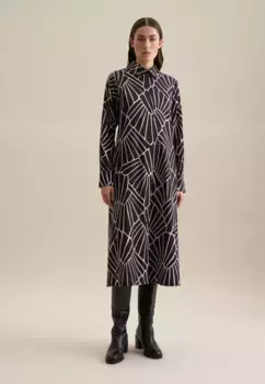 Летнее платье seidensticker "Black Rose", воротник с длинными рукавами и принтом, синий