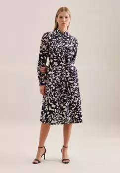 Летнее платье seidensticker "Black Rose", воротник с длинными рукавами и изображением животного, синий