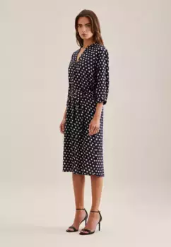 Летнее платье seidensticker "Black Rose", воротник с рукавом 3/4 в горошек, синий