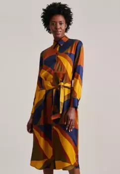 Летнее платье seidensticker "Black Rose", воротник с длинными рукавами и принтом, синий