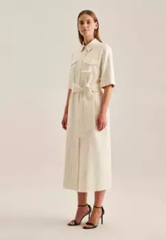 Летнее платье seidensticker "Black Rose", воротник с короткими рукавами и полосками, цвет Ecru