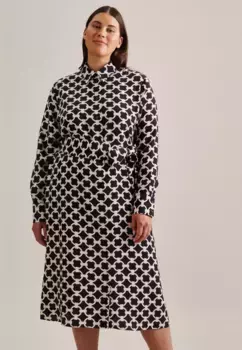 Летнее платье Seidensticker, воротник с длинными рукавами и принтом на воротнике, черный