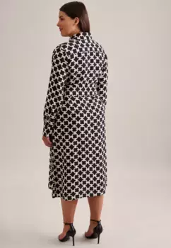 Летнее платье Seidensticker, воротник с длинными рукавами и принтом на воротнике, черный