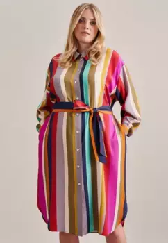 Летнее платье Seidensticker, воротник с длинными рукавами и принтом на воротнике, синий