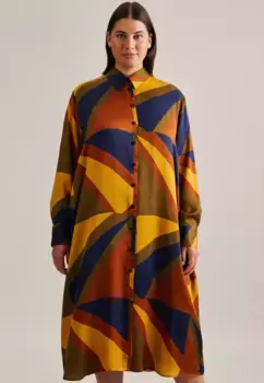 Летнее платье Seidensticker, воротник с длинными рукавами и принтом на воротнике, синий