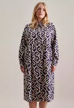 Летнее платье Seidensticker, воротник с длинными рукавами и принтом на воротнике, синий