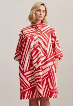Летнее платье Seidensticker, воротник с короткими рукавами и принтом, красный