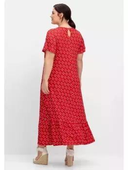 Летнее платье Sheego "Большие размеры" с воланом по подолу, красный