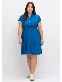 Летнее платье Sheego "больших размеров", с поясом, с льняным наполнением, цвет Kobalt