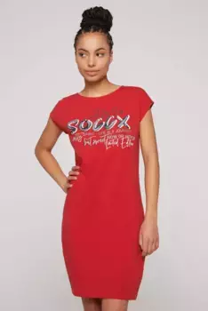 Летнее платье SOCCX со спущенными плечами, красный