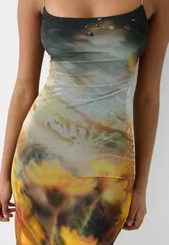 Летнее платье Strappy Bershka, желтое