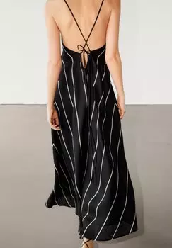 Летнее платье Striped Massimo Dutti, черное