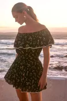 Летнее платье-юбка с открытыми плечами Next, черный